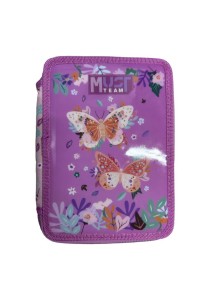 Σχολική Κασετίνα Διπλή Γεμάτη Must Team - Butterflies Lilac