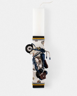 Πασχαλινή λαμπάδα με διακοσμητική vintage μηχανη