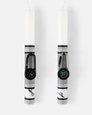 Πασχαλινή λαμπάδα με μπρελόκ πυξίδα (σε δυο χρώματα)