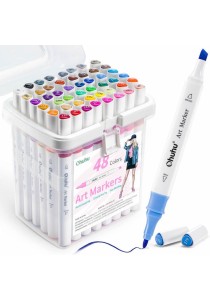 Ohuhu Μαρκαδόρος Ζωγραφικής Διπλής Μύτης 48τμχ