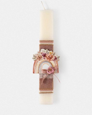 Πασχαλινή λαμπάδα με ξύλινο ουράνιο τόξο