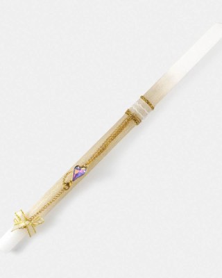 Πασχαλινή λαμπάδα με κολιέ καρδιά κρύσταλλο σε διάφορα χρώματα