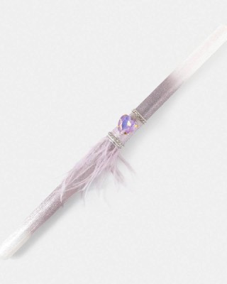 Πασχαλινή λαμπάδα με ιριδίζουσα καρδιά και πούπουλα  (σε 2 χρώματα)