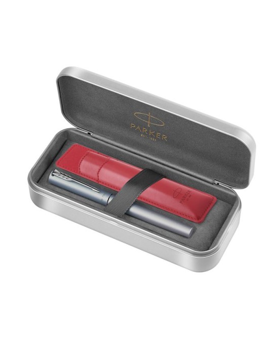 Στυλό Parker -Vectrol XL silver blue Rball + red pouch