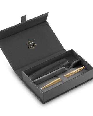 Σετ Parker Jotter XL Monochrome Gold CT BallPen - Θήκη Δερμάτινη