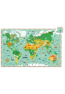 Djeco Παζλ παγκόσμιος χάρτης και τα ζώα του κόσμου 100 τεμ.