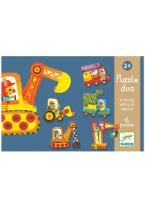 Djeco 6 Παζλ με 2 κομμάτια Οχήματα με κίνηση