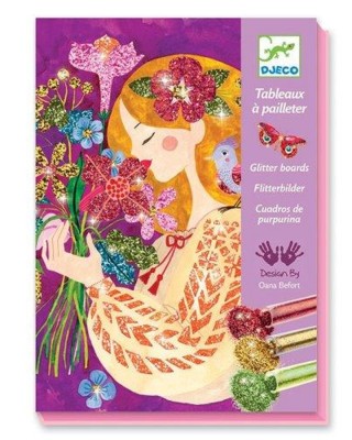 Djeco Δημιουργώ με γκλίτερ 4 εικόνες Κορίτσι με λουλούδια