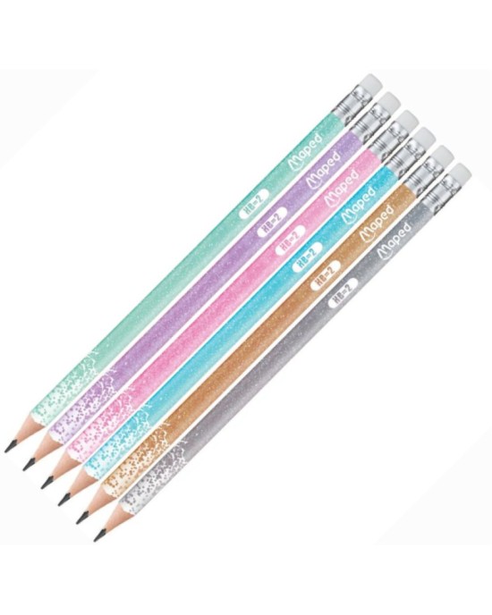 Μολύβι με Γόμα Maped Black Peps Glitter (6 Χρώματα)