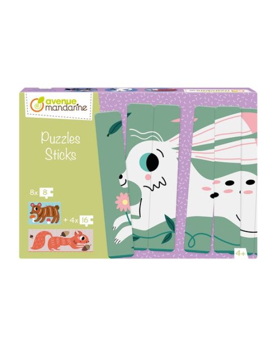 Avenue Mandarine Παζλ με ράβδους διπλής όψης Puzzles Sticks - Ζώα του δάσους