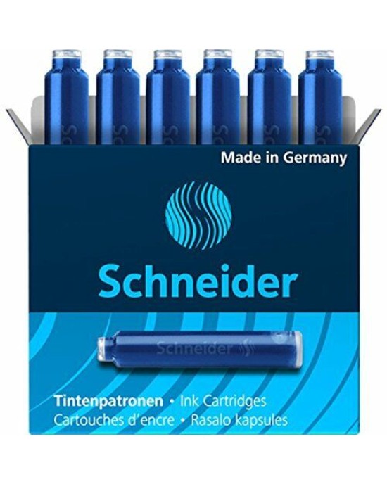 Ανταλλακτικές αμπούλες πένας Schneider 6 τμχ - μπλε