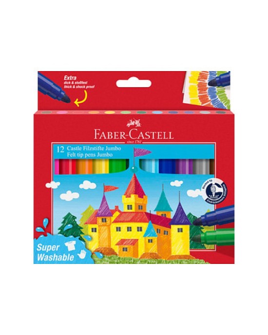 Faber-Castell Πλενόμενοι Μαρκαδόροι Ζωγραφικής Χονδροί Σετ 12τμχ