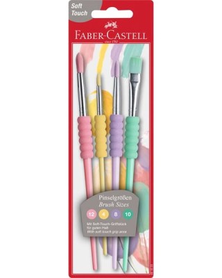 Σετ Πινέλα Πλακέ & Στρόγγυλα Faber Castell Pastel (4 τεμάχια)