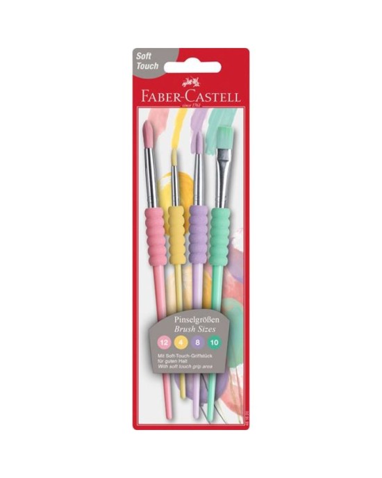 Σετ Πινέλα Πλακέ & Στρόγγυλα Faber Castell Pastel (4 τεμάχια)