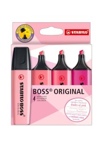 Σετ Μαρκαδόρος Υπογράμμισης Stabilo Boss Shade of Pink 70/4-6-1 (4 τεμάχια)