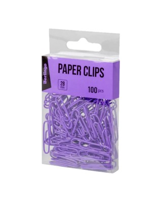 Berlingo συνδετήρες μεταλλικοί με vinyl χρώμα 28mm, 100τμχ - Μωβ