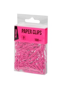 Berlingo συνδετήρες μεταλλικοί με vinyl χρώμα 28mm, 100τμχ - Ροζ