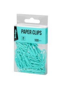 Berlingo συνδετήρες μεταλλικοί με vinyl χρώμα 28mm, 100τμχ - Σιέλ