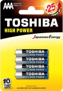 Toshiba High Power Αλκαλικές Μπαταρίες AAA 1.5V 4τμχ