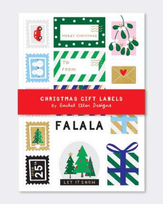 Αυτοκόλλητες ετικέτες Rachel Ellen Designs - Christmas Trees/Mistletoe/Spots & Stripes