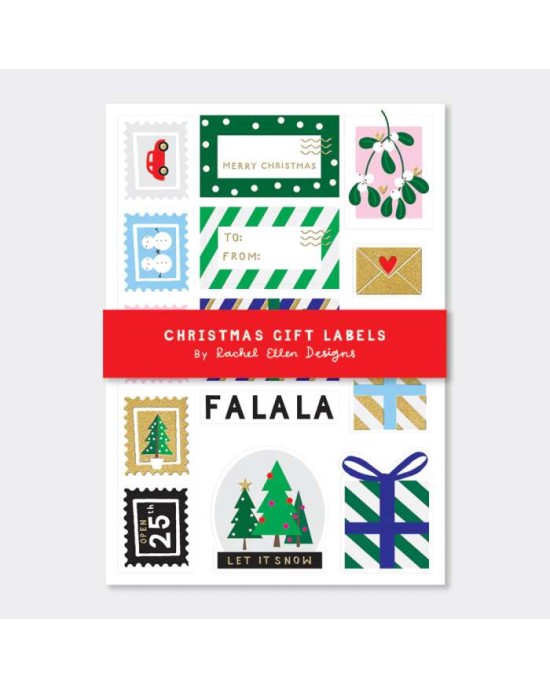 Αυτοκόλλητες ετικέτες Rachel Ellen Designs - Christmas Trees/Mistletoe/Spots & Stripes