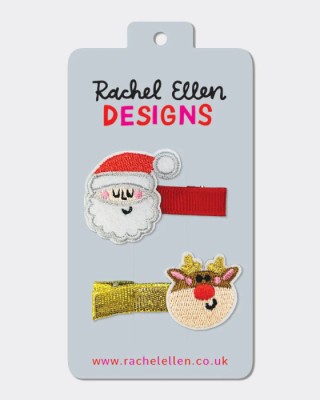 Κοκαλάκια μαλλιών Rachel Ellen Designs - Santa/Rudolph