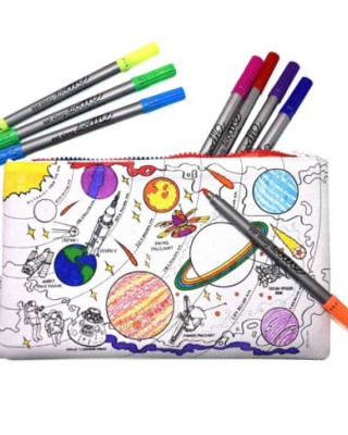 Κασετίνα Υφασμάτινη Χρωματισμού Eat Sleep Doodle Space explorer