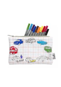 Κασετίνα Υφασμάτινη Χρωματισμού Eat Sleep Doodle Working Wheels