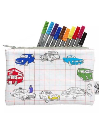 Κασετίνα Υφασμάτινη Χρωματισμού Eat Sleep Doodle Working Wheels
