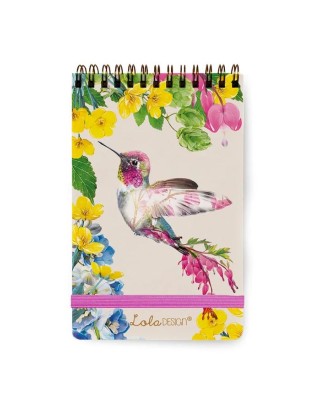 Hummingbird Pattern Spiral Reporter Notepad with Elastic Closure