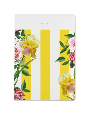 Floral Yellow Stripe A5 Paperback Journal
