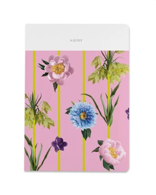 Floral Pink Stripe A5 Paperback Journal