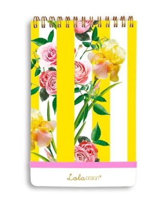 Floral Yellow Stripe Top Spiral Reporter Notepad
