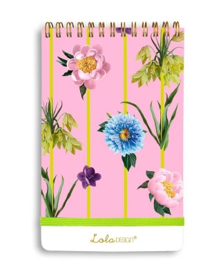 Floral Pink Stripe Top Spiral Reporter Notepad