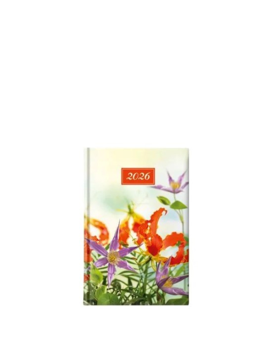 Ημερήσιο ημερολόγιο 2026 ,9,8*13 εκ. - Orange Violet Flowers Small