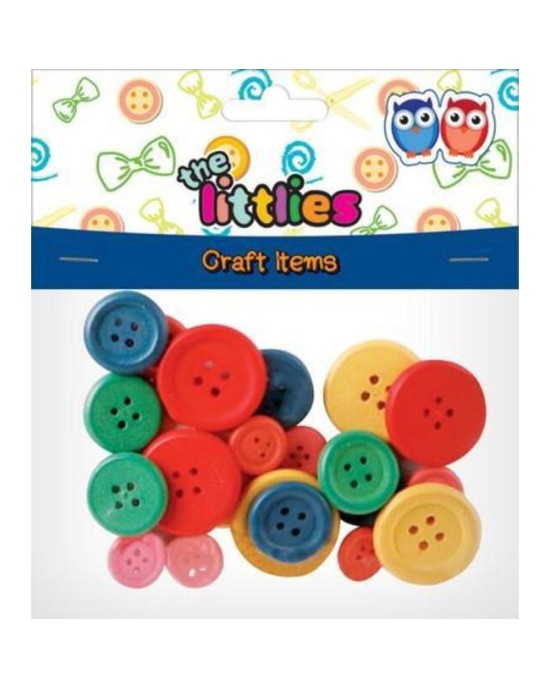 Κουμπιά Ξύλινα Διάφορα Χρώματα (24 τεμάχια) The Littlies