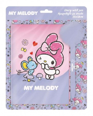 Ημερολόγιο με Κλειδαριά και Στυλό με Pom Pom Sanrio Hello Kitty & Friends My Melody 60φ.