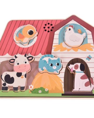Παζλ Ξύλινο Luna Toys με Ήxο Ζώα Φάρμας με Ήxο 5τμx. 22,4x2,6x18εκ.