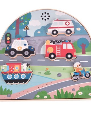 Παζλ Ξύλινο Luna Toys με Ήxο Οχήματα 5τμx. 21,5x2,6x21,5εκ.