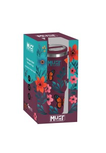 Ποτήρι Θερμός Ανοξείδωτo 1200 ml - Dark red Floral