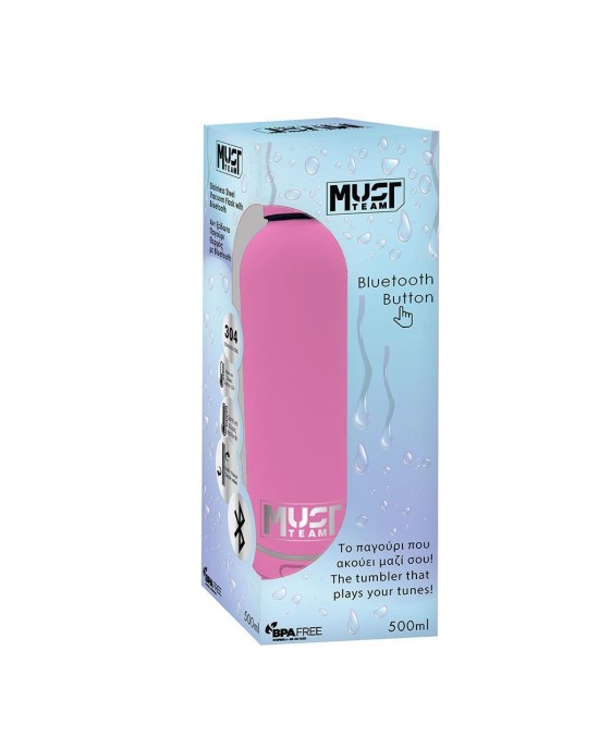 Παγούρι Θερμός Ανοξείδωτο Must 500 ml με bluetooth - Pink