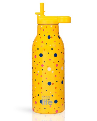 Ecolife Dots Ανοξείδωτο Θερμός με Καλαμάκι 550ml Κίτρινο 