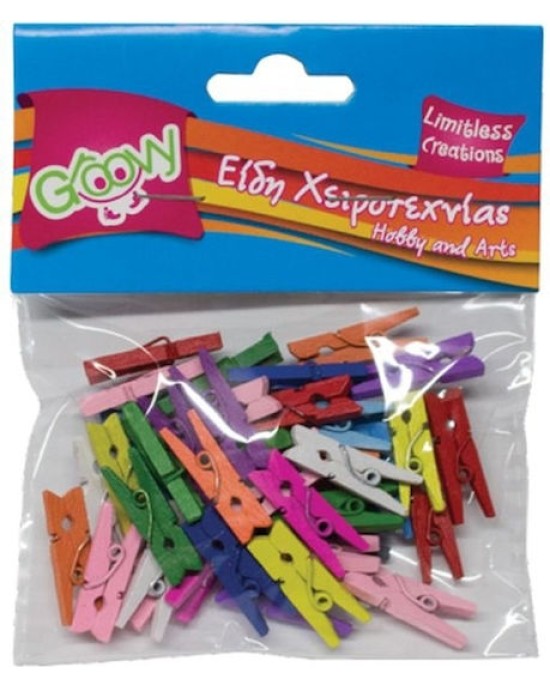 Ξύλινα Μανταλάκια χρωματιστά 25mm/40τμχ Groovy
