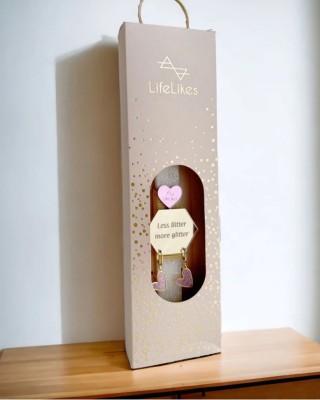 Λαμπάδα glitter με σκουλαρίκια χρυσά σε Κουτί