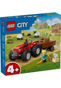 Lego - Red Farm Tractor With Trailer & Sheep