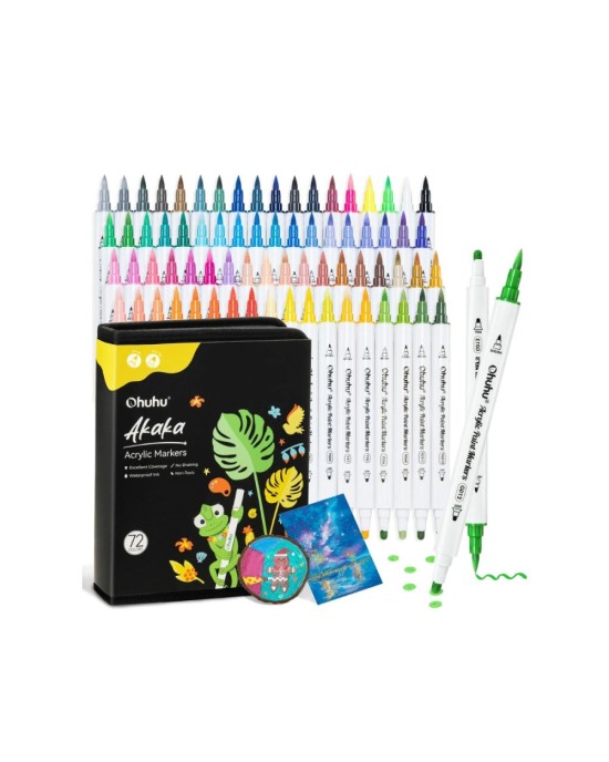 Ohuhu Acrylic Markers Cotton-core Σετ 72 Ακρυλικών Μαρκαδόρων Akaka Brush & Fine