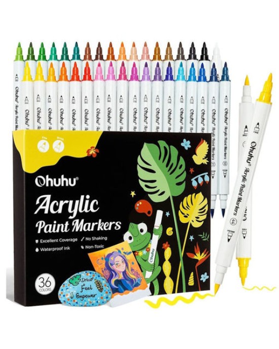 Μαρκαδόρος Ohuhu Acrylic Paint 36τμχ. Markers Cotton-core Brush & Fine 