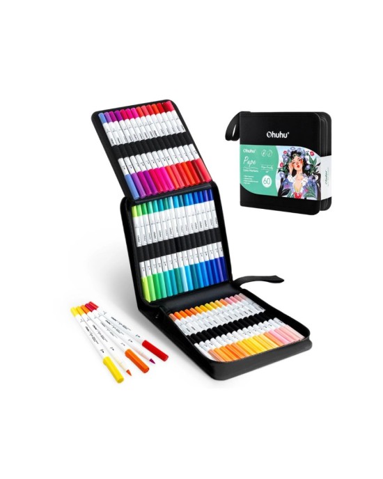 Ohuhu Σετ 60 Μαρκαδόρων Pupe Paper-friendly με Βάση το Νερό - Brush and Fineliner