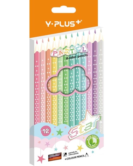 Y-Plus Σετ 12 ξυλομπογιές Pastel stars