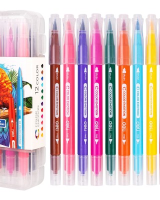 Μαρκαδόροι Deli Color Emotion Double Tip 12 Χρώματα